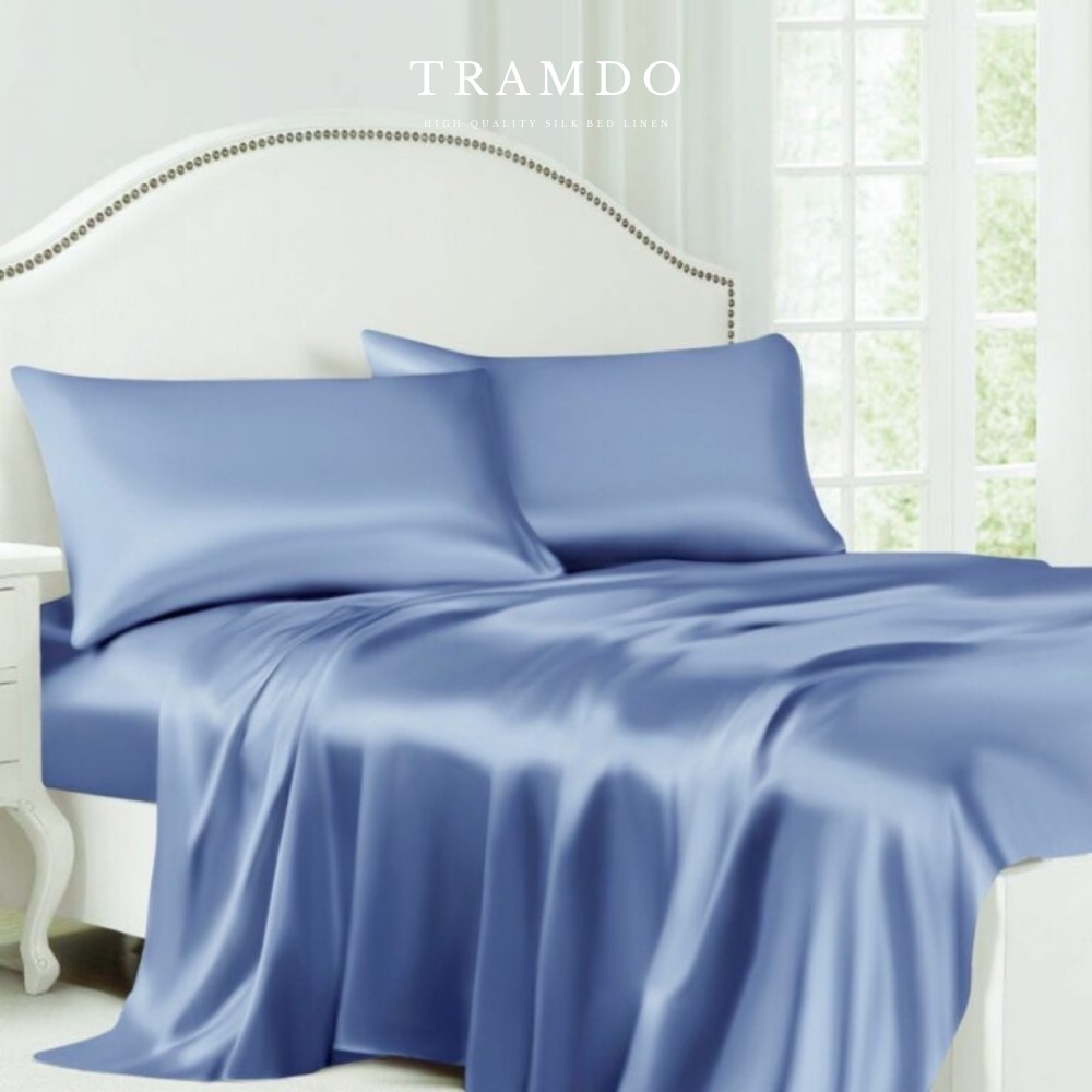 NITE9SILK TRADO BEDDING Luxury Silk BEDDING Set สีฟ้า