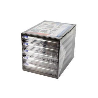 ตู้เอกสาร 5 ชั้น โครงสีดำ ลิ้นชักใส ออร์ก้า CFB-5/5-Drawer File Cabinet, Black Frame with Clear Drawers, ORCA CFB-5