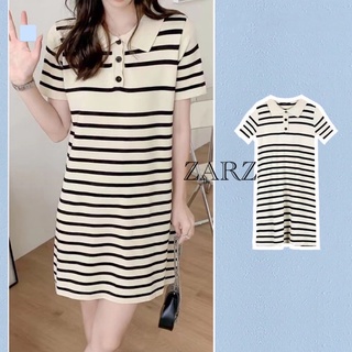ZARZ.SHOP🍑พร้อมส่ง*เดรสคอปกายทางคริมแอบหรูแบบวินเทจ88064
