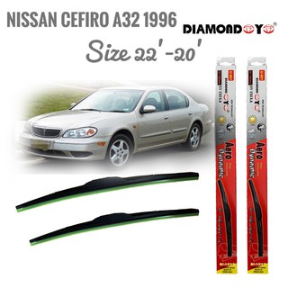 ที่ปัดน้ำฝน ใบปัดน้ำฝน ซิลิโคน ตรงรุ่น Nissan Cefiro A32 1996 ไซส์ 22-20 ยี่ห้อ Diamond กล่องแดง