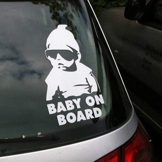 สติ๊กเกอร์ไวนิล Baby On Board ป้ายคำเตือน ติดรถยนต์ กันน้ำได้