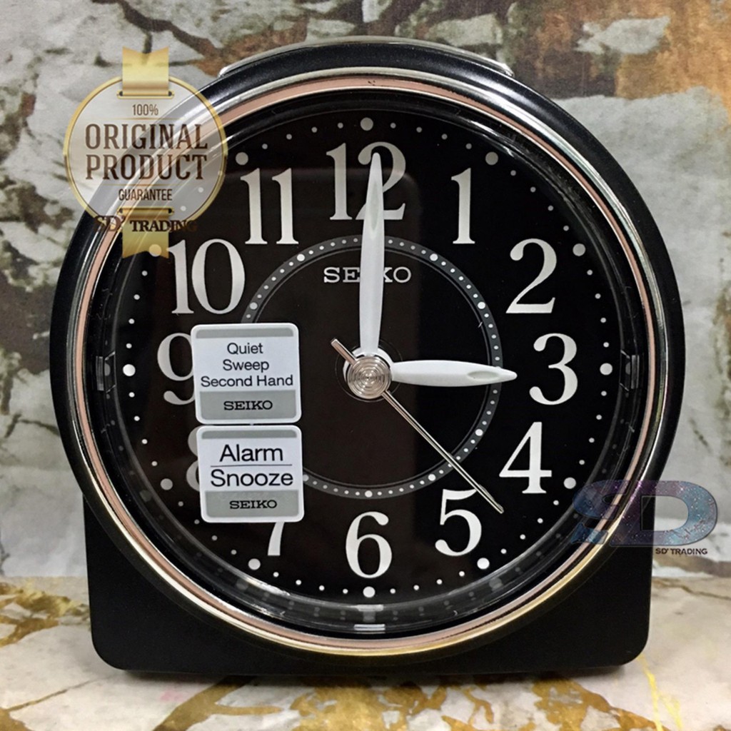 SEIKO นาฬิกาปลุก Alarm Clock (Snooze) QHE137K - สีบอร์นดำ