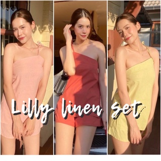 Lilly linen set | ชุดเซทผ้าลินิน ดีเทลผูกไหล่เฉียงสุดปัง🌤