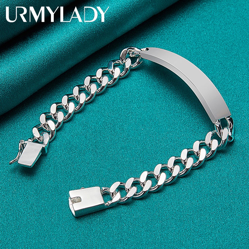 Urmylady สร้อยข้อมือเงินแท้ 925 10 มม. เครื่องประดับแฟชั่น สําหรับผู้ชาย ผู้หญิง งานหมั้น งานแต่งงาน