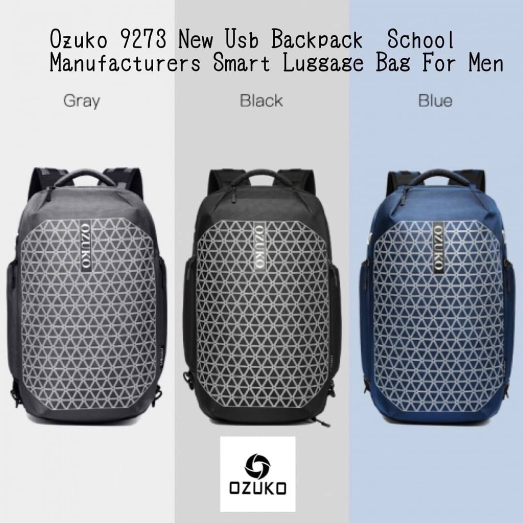 Ozuko 9273 New Usb Backpack School Manufacturers Smart Luggage Bag For Men Code:B10D070765 แบรนด์แท้ 100% งาน Outlet