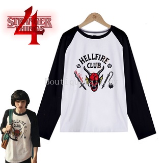 ชุดคอสเพลย์ เสื้อยืดแขนยาว พิมพ์ลาย Stranger Things Season 4 Mike Wheeler Hellfire Club