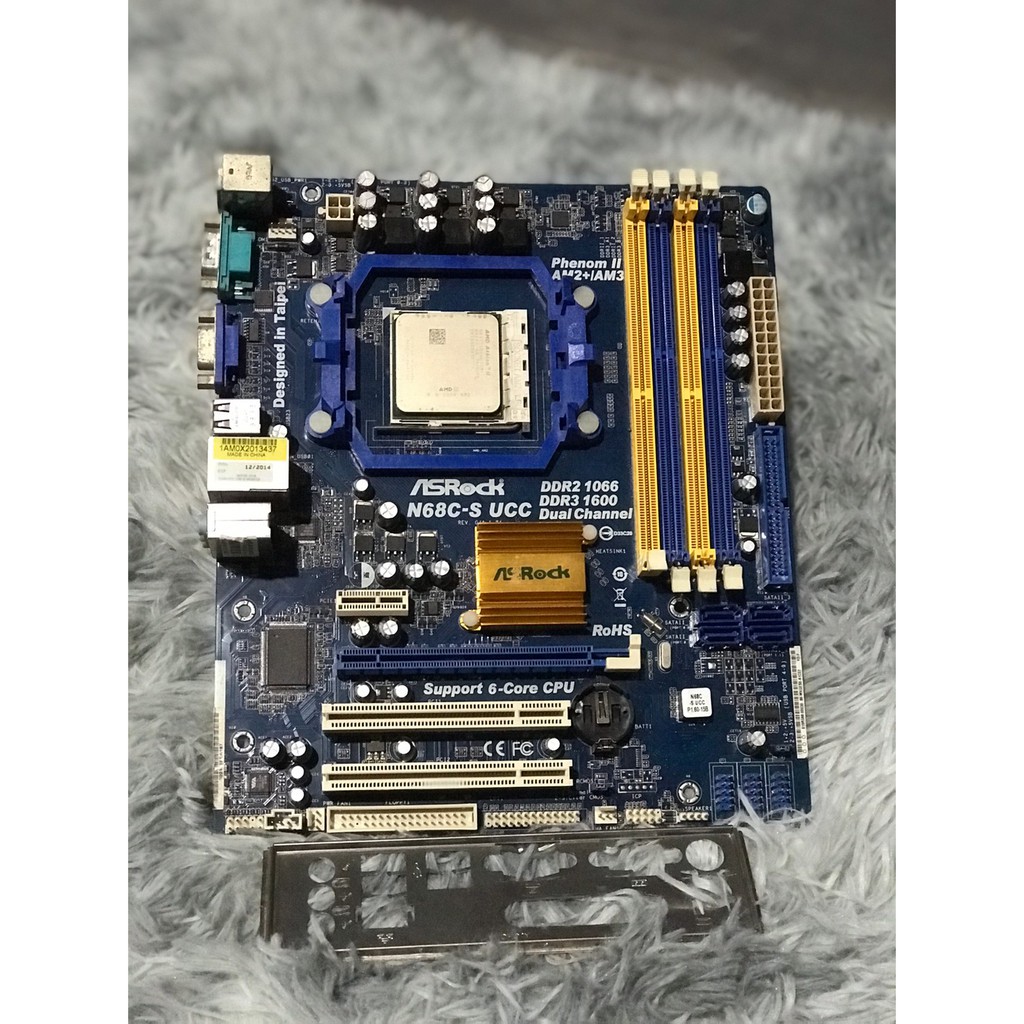 เมนบอร์ดพร้อมซีพียูมือสอง ASRocK N68C-S UCC+AMD Athlon II X2 255 (3.1 Ghz/2 M/2000 GHz) ราคาถูก