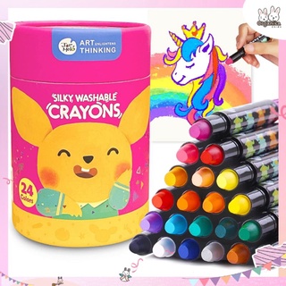 สีเทียน Silky Crayon ปลอดสารพิษสำหรับเด็กแบรนด์ Baby Roo 24 แท่ง