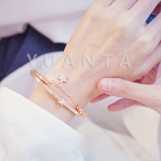 YUANTA สร้อยข้อมือชุบเงิน ประดับเพชรรูปดาว กำไลข้อมือ เครื่องประดับข้อมือแฟชั่น Bracelet