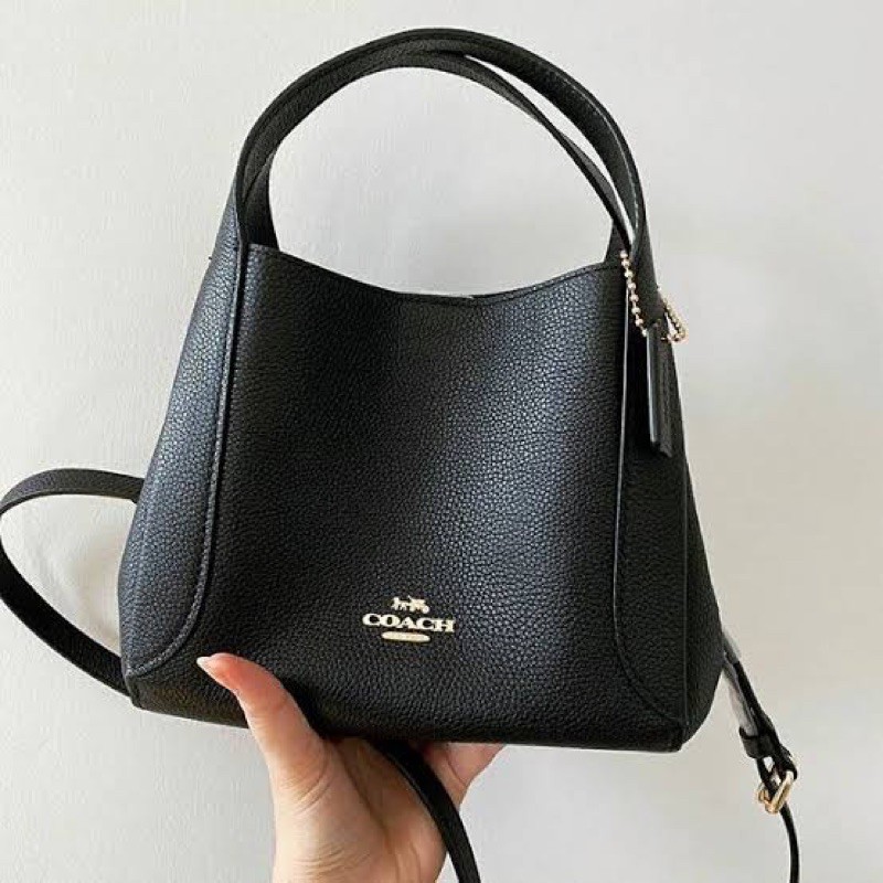 (ผ่อน0%) กระเป๋าสะพายข้าง Coach Hadley Hobo 21 Gold/Black 78820 หนังแท้ สีดำ งานshop