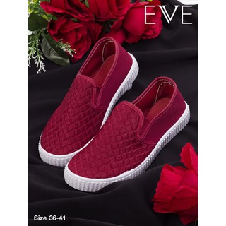 รองเท้า EVE ผ้าใบ Slip-on สีแดง