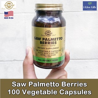 สารสกัดต้นปาล์ม Saw Palmetto Berries, 100 Vegetable Capsules - Solgar