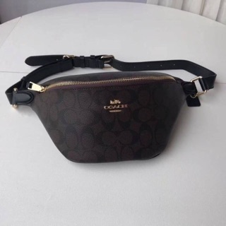 Coach BELT BAG IN SIGNATURE CANVAS  /BLACK/IMITATION GOLD