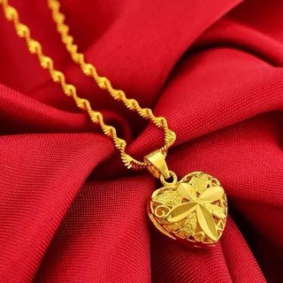 ℡☎HIALAMAสร้อยคอทองพร้อมจี้สร้อยคอระย้าชุบ ยาว 18 นิ้ว24K GOLD NECKLACEแหวนสร้อยคอ🎁🎀✨