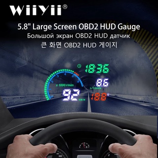 ใหม่ เครื่องตรวจจับความเร็วน้ํามัน i9 HUD Head Up Display Auto OBD2 KMH MPH สําหรับรถยนต์