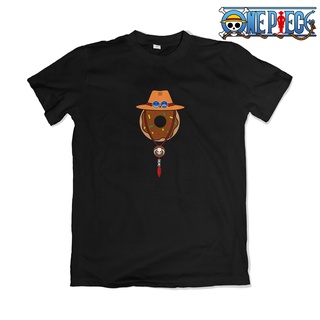 คอตต้อนคอกลมเสื้อยืด พิมพ์ลายการ์ตูนโดนัท Portgas D Ace One Piece 1271S-5XL