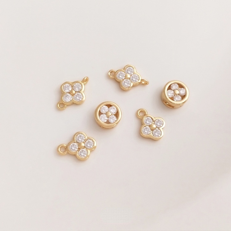ลูกปัด Spacer 14K Round Clover Double Circle diy
