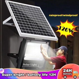 【กำลังไฟที่แท้จริง】Solar Cell 120W ไฟสปอร์ตไลท์ กันน้ำ ไฟ Solar Light โซล่าเซลล์ สปอร์ตไลท์ led โซลาเซลล์ ไฟ led