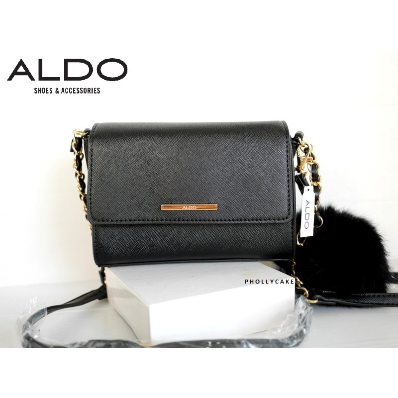 กระเป๋าสะพาย Aldo Astoewiel Crossbody Bag Neutral with Pom Pom Shopee