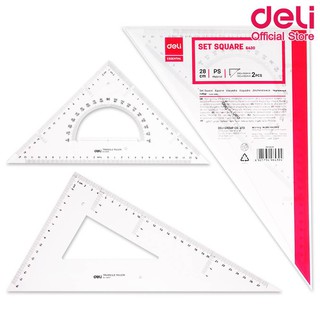 Deli 6430 Set Square(Transparent) ไม้บรรทัดสามเหลี่ยม มี 2 ขนาด ยาว 28CM เรขาคณิต ไม้สเกล เครื่องเขียน อุปกรณ์การเรียน