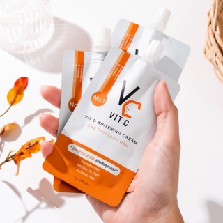 ขายของแท้เท่านั้น❗ ครีมซอง วิตซี Vc Vit C Whitening Cream🧡ขาวสว่างกระจ่างใส แบบ x3 วิตซีน้องฉัตร 7ML แบบกล่อง