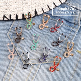 🇹🇭 พร้อมส่ง : เข็มกลัดเซ็ทหูฟังคุณหมอ(สเตธโธสโคป) | Stethoscope Enamel Brooch Pin Set.