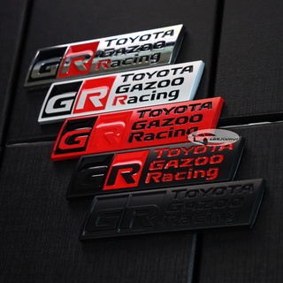 ป้ายโลโก้ โลหะ GR TOYOTA GAZOO Racing โตโยต้า กาซู ขนาด 2.3 x 9 cm. ติดท้ายรถ พร้อมกาวติดด้านหลัง