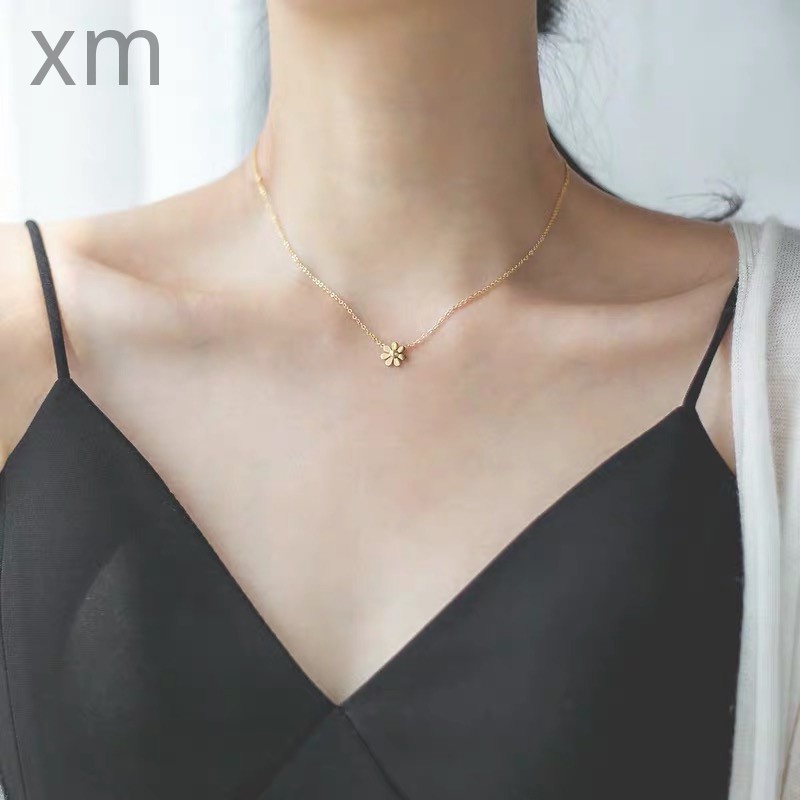 สร้อยคอโซ่ เหล็กไทเทเนียม จี้ดอกเดซี่ ขนาดเล็ก สวยหรู เข้ากับทุกการแต่งกาย เครื่องประดับ สําหรับผู้หญิง ให้เป็นของขวัญให้แฟน