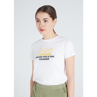 ผ้าฝ้าย 100%GIORDANO เสื้อยืดผู้หญิง - Womens Smile Printed Tee 05391219S-3XL