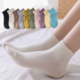 Simple Solid Color Vertical Stripes Low Cut Socks Women Cotton Girls Ankle Socks Fresh School White Black Non Slip Loafer Socks