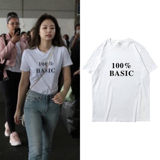 เสื้อยืดแขนสั้น พิมพ์ลาย Blackpink Combination Airport Street Shooting JENNIE Jin Zhini เข้ากับทุกการแต่งกาย สําหรับผู้ช