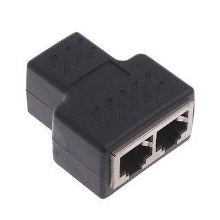 1 To 2 Ways LAN Ethernet Network Cable RJ45 Female Splitter อะแดปเตอร์เชื่อมต่อ