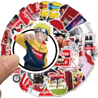💥พร้อมส่ง💥Sup Supreme sticker สติกเกอร์กันน้ำรูปแบบที่แตกต่างกัน 50ชิ้น dragon ball one piece NARUTO