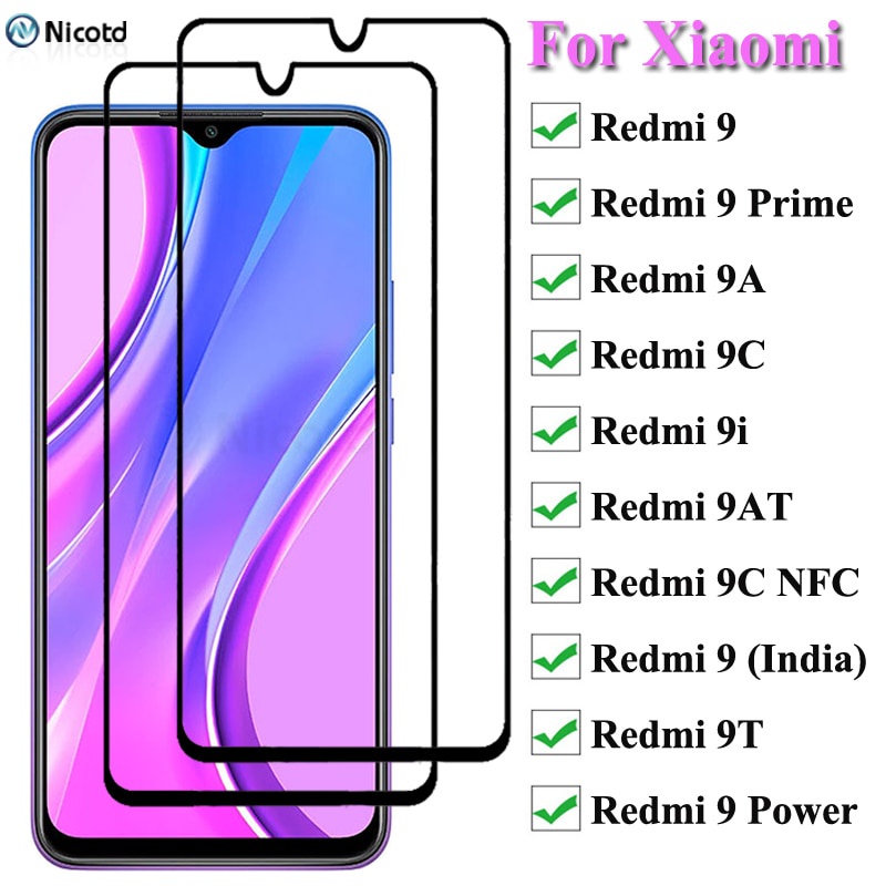 กระจกป้องกันสําหรับ Xiaomi Redmi 9 9A 9C 9T กระจกนิรภัยป้องกันหน้าจอสําหรับ Redmi 9 Prime 9 Power 9i 9C NFC กระจกนิรภัย