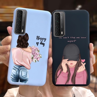 เคสโทรศัพท์ซิลิโคน แบบนิ่ม ผิวด้าน ลายผู้หญิง สําหรับ Huawei Y7A 2020