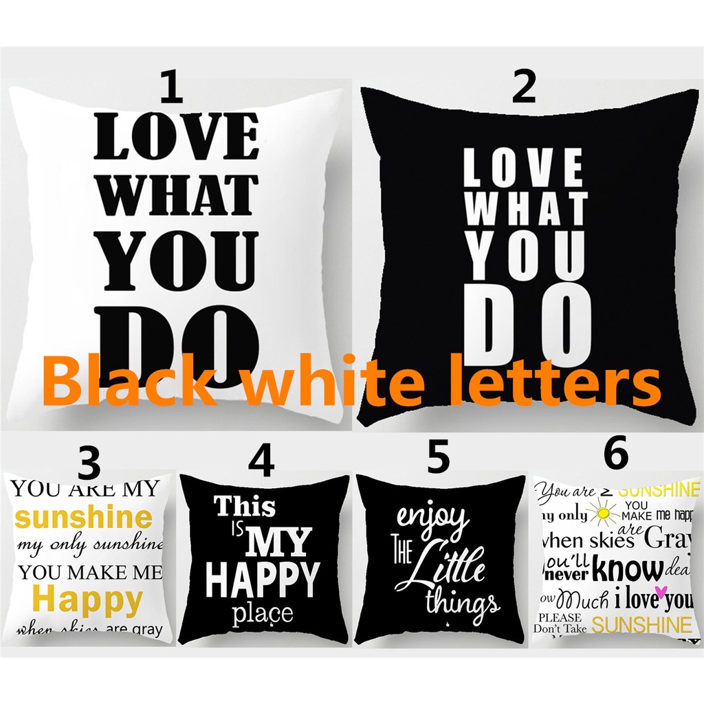 <COD>ปลอกหมอนอิง ลายตัวอักษร สีดํา สีขาว 40x40 45x45 50x50 60x60 สําหรับตกแต่งบ้าน โซฟา รถยนต์