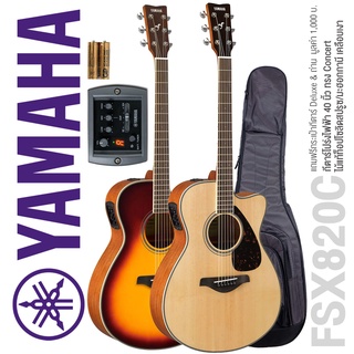 Yamaha® FSX820C กีตาร์โปร่งไฟฟ้า 40 นิ้ว ทรง Concert Cutaway 20 เฟรต ไม้ท็อปโซลิดสปรูซ/มะฮอกกานี+ แถมฟรีกระเป๋า Deluxe &amp; ประแจขันคอ &amp; ถ่าน ** ประกัน 1 ปี **