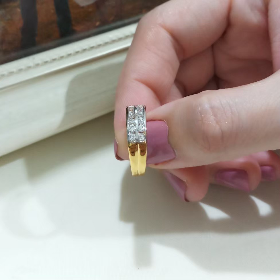 แหวนเพชร cz คัดเกรด แหวนเพชร❤️สองแถว❤️ แหวนทองชุบ ไม่ลอก ไม่ดำ ใส่อาบน้ำได้ พร้อมส่ง - รูปที่ 4