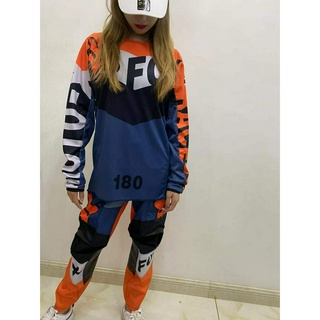 เสื้อกีฬาแขนสั้น ลายทีม FOX Motocross Jersey DH Kart และกางเกง สําหรับรถจักรยานยนต์วิบาก