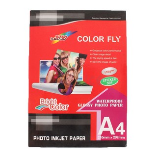 Photo Inkjet Glossy Sticker A4 135 G.(50/Pcs) Color Fly