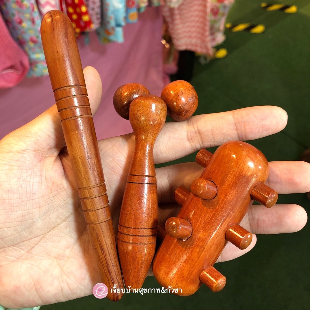 พร้อมส่ง🌈 ไม้นวด 3 ชิ้น ไม้กดจุด ตัวดูดลูกกลิ้ง ไม้นวดฝ่ามือ (ไม้ตาล/ไม้แดง)