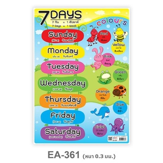 กันน้ำ! โปสเตอร์คำศัพท์ 7 Days  7 วัน ขนาด A4 EA-361