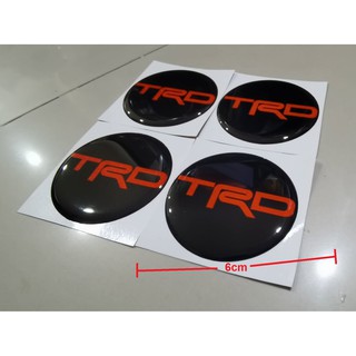 สติ๊กเกอร์ฝาล้อ toyota TRD racing ขนาด 60 มิล มีกาวในตัว จำนวน 4 ชิ้น สามารถติดตั้งได้ทันที