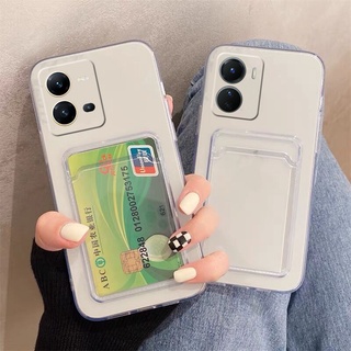 Ready Stock Transparent Phone Case VIVO Y16 V25 V25e V25 Pro 5G Y35 2022 Y22 Y22s เคส Shockproof Clear TPU Casing with Wallet Card Bag Anti-fall Protector Soft Case เคสโทรศัพท