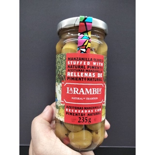 Larambla Manzanilla Olives Stuffed With Pimento มะกอกเขียวยัดไส้พริกหยวก ลาแรมบา 235 กรัม