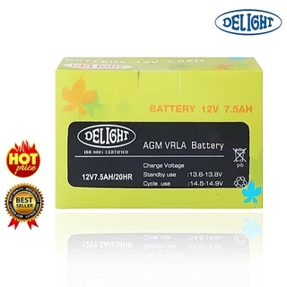 DELIGHT แบตเตอรี่ 12V 7.5AH/20Hr DELIGHT Black # โปรพิเศษ #