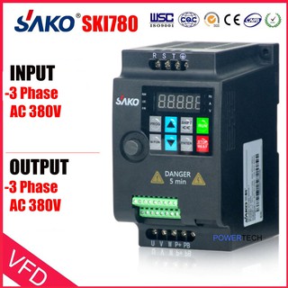 SAKO SKI780 INPUT:3 เฟส AC 380V OUTPUT: 3 เฟส  380V  MINI VFDMINI VFDอินเวอร์เตอร์ ตัวแปรความถี่