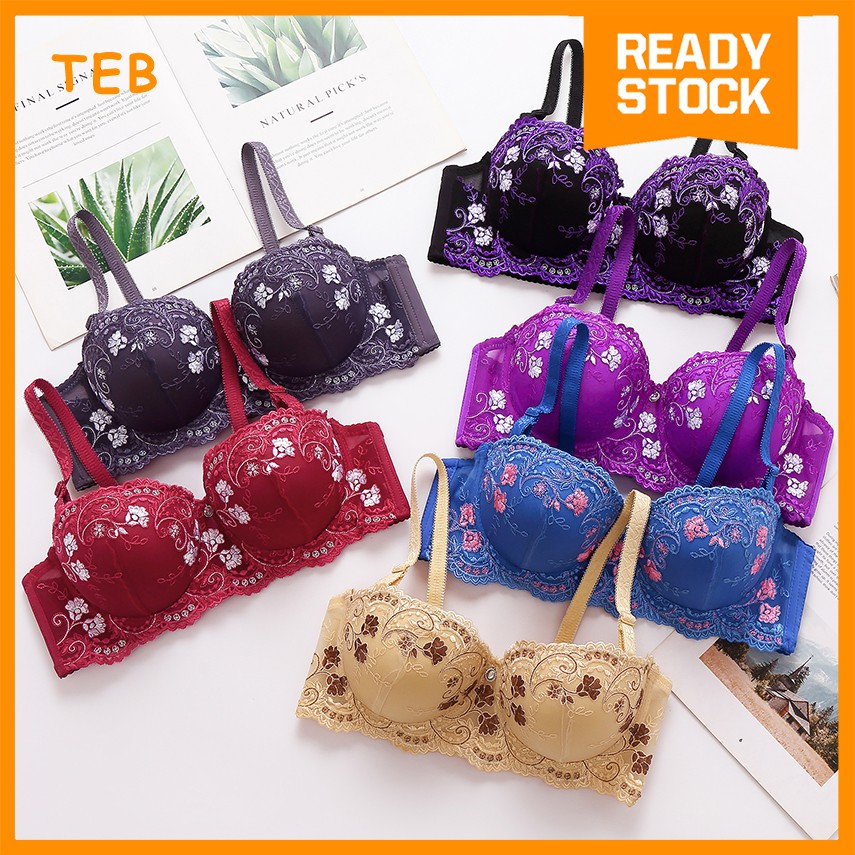 Alicia's Secret Demi / Half Cup Bra with Flowers Embroidery | Bra Separuh Cup Berenda & Sulaman Bung