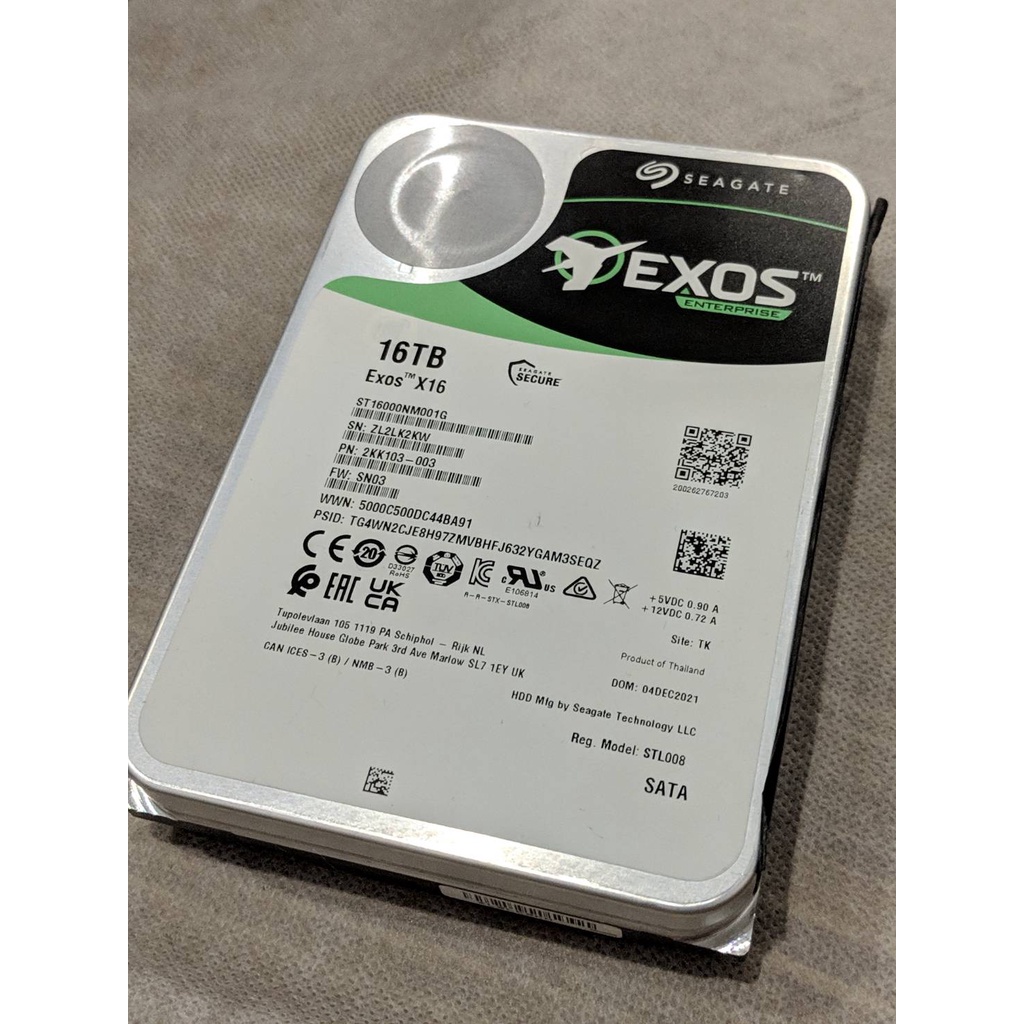 HDD ฮาร์ดดิสก์ 16TB ยี่ห้อ Seagate Exos X16