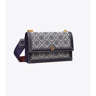 กระเป๋า tory burch T monogram jacquard mini shoulder bag สี navy